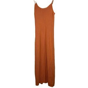 Orange Sleeveless Spaghetti Strap Slip Maxi Dress